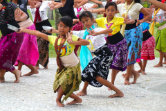 Bali, Puri Dajuma Cottages, Traditioneller Tanz, Proben des Nachwuchses