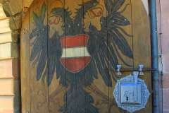 Nürnberger Burg, Nürnberg, Bayern, Burgtor mit dem doppelten Adler