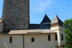 Burg Prunn, Altmühltal, Bayern, Holzbrücke