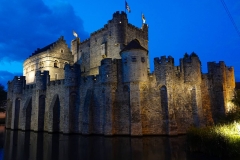 Belgien, Gent, Burg Gravensteen bei Nacht