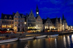Belgien, Gent, Graslei bei Nacht