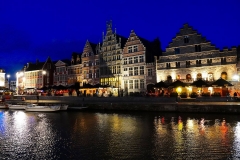 Belgien, Gent, Graslei bei Nacht