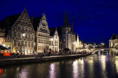 Belgien, Gent, Graslei bei Nacht