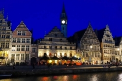 Belgien, Gent, Graslei bei Nacht