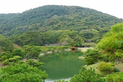 Japan, Takamatsu, Ritsurin-Koen Wandelgarten vor dem Berg Shiun