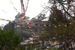 Nepal, Kathmandu, Tempelanlage Swayambhunath, Gebetsfahnen
