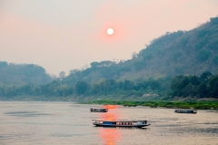 Laos, Luang Prabang, Sonnenuntergang am Mekong