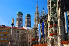 München, Blick vom Rathaus auf die Türme der Frauenkirche
