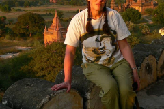 Myanmar, Bagan, Abendstimmung von der Shwesandaw Pagode