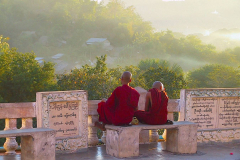 Myanmar, Pyay, Abendstimmung an der Shwesandaw Pagode
