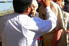 Myanmar, Pyay, ...und benutzen Thanaka als Sonnenschutz