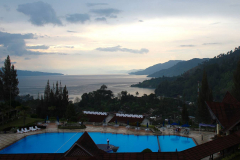 Sumatra, Abendstimmung am Toba-See, Blick vom Niagara Hotel in Parapat